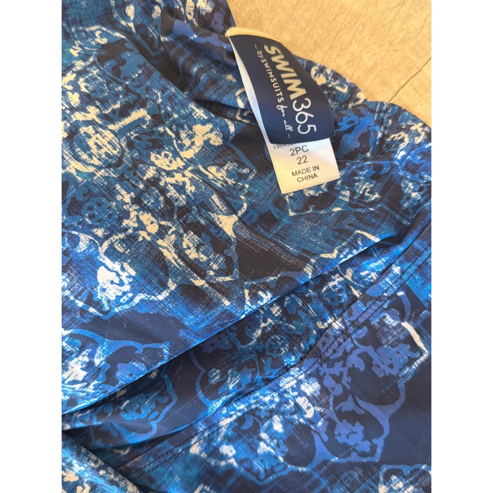 Swim365 Swimsuits For All Blue Abstract Swim Dress Top Plus Size 22 NEW